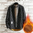 thumbnail image 2 of ZCFZJW Men's Casual Plaid Flannel Button Down Shirt - Fall Winter Plush Thick Keep Warm Plaid Shirt Sherpa Fleece Lined Jacket with Pockets Black XXXL, 2 of 4