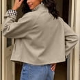 thumbnail image 5 of Zynoxe Women's Cropped Jackets Fashionable Button‑Up Ruched Collar Jackets Lightweight Long Sleeve Casual Jacket Solid Color Fall Jackets for Women with Side Pockets & Plaid Lined Coffee XL, 5 of 10