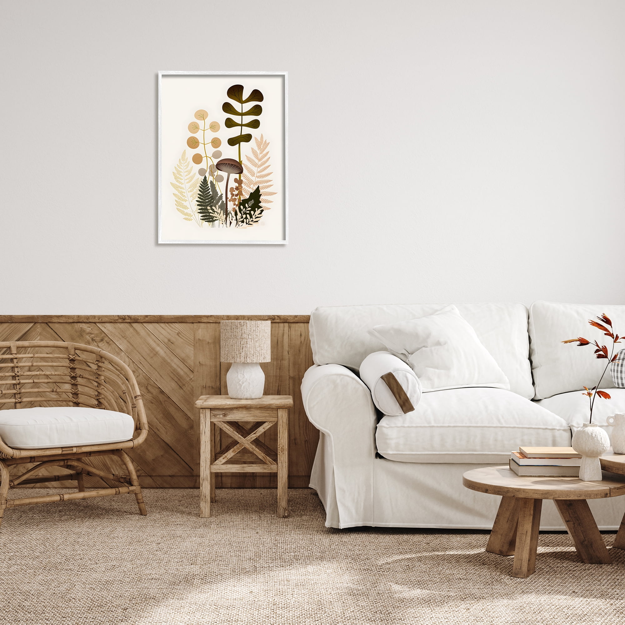 Stupell Industries Neutral Forest Botanicals Botanical & Floral Painting White Framed Art Print Wall Art, 24 x 30