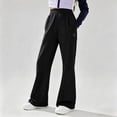 thumbnail image 2 of BCSIOAOI Girls Pants,Wide Leg Elastic Waist Flare Leg Pants with Pockets Black 7-8 Years, 2 of 6
