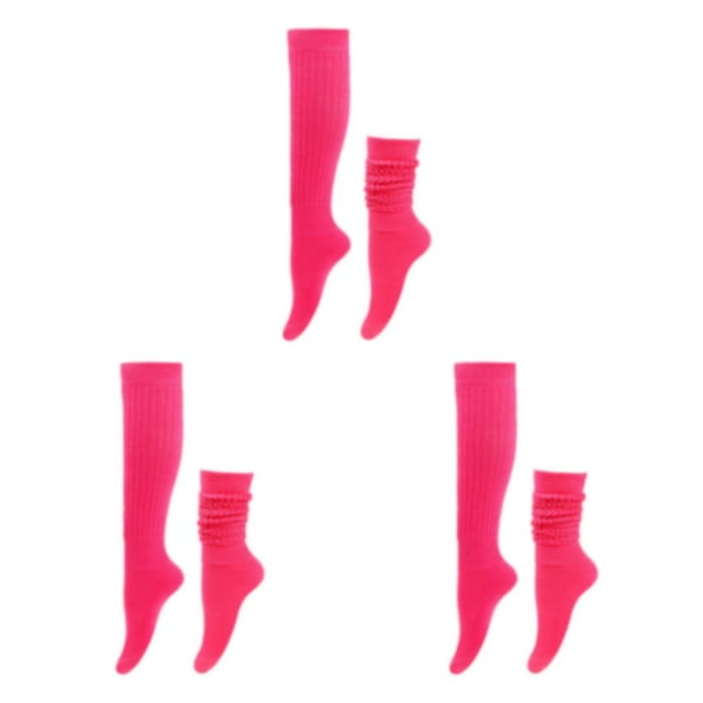 Baohd 2x Chaussettes Décontractées Fixes Stables Sans Fil en Vrac Confortables à Porter Polyester Adaptées à Tous les Pieds Forme Durable Rouge Rose 3ensemble