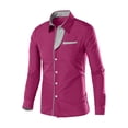 thumbnail image 5 of Daiosportswear Men's Casual Long Sleeve Dress Shirts Business Slim Fit Beach Yoga Shirt Button-Down Collar Blouse with Pockets Hot Pink L, 5 of 6