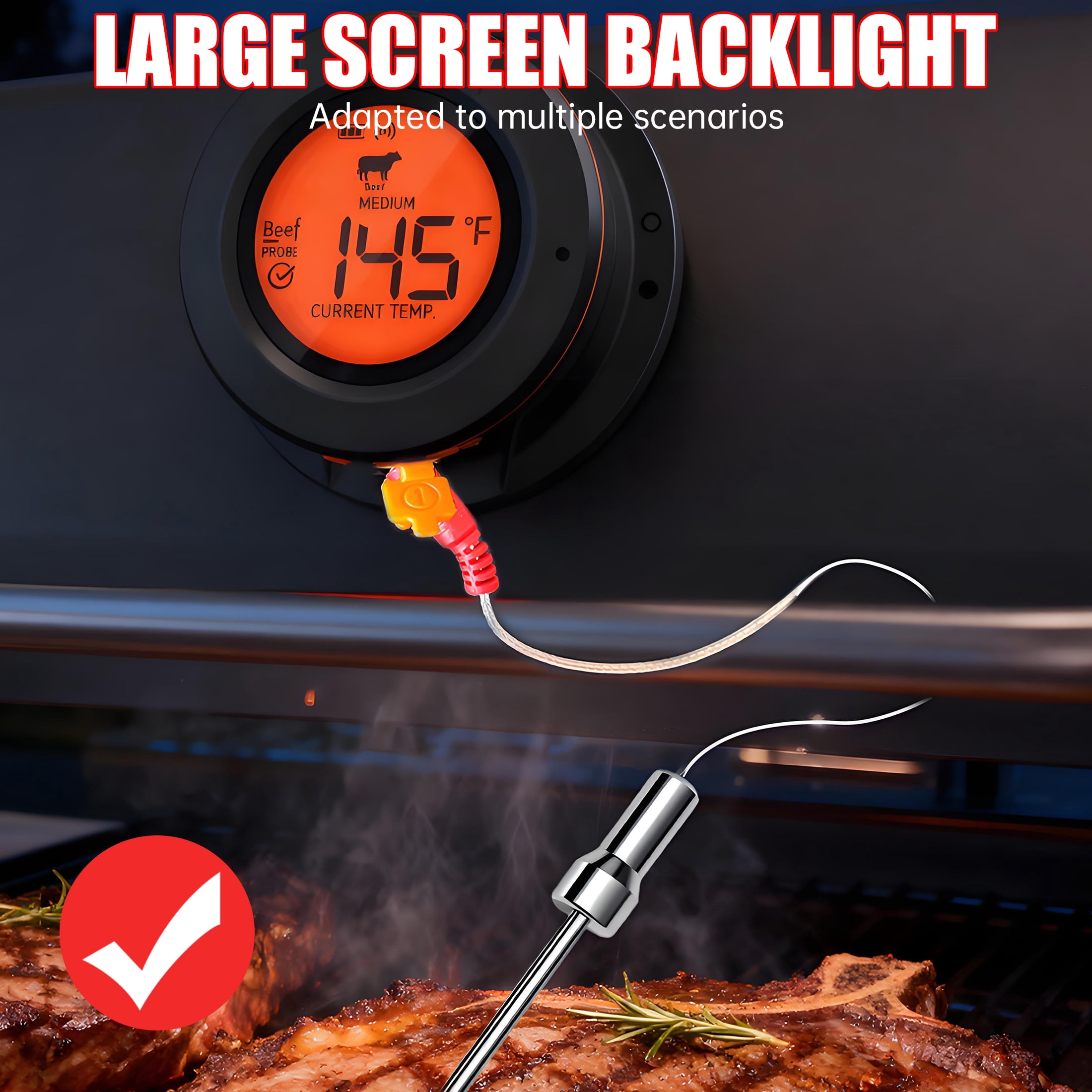 GJX Digital Meat Thermometer,Detachable Wireless Meat Thermometer,Waterproof Instant Read Thermometer for Indoor and Outdoor Cooking