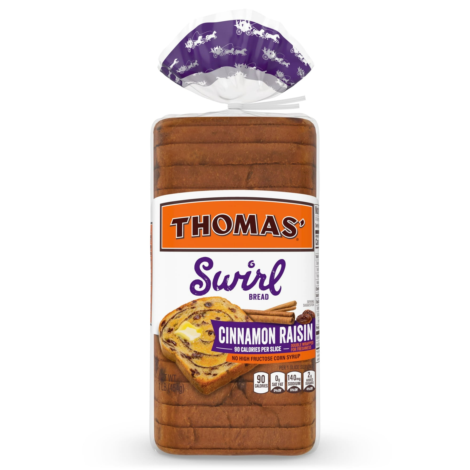 Thomas' Cinnamon Raisin Swirl Bread, 16 oz, Cinnamon Bread, Bag ( PACK OF 3 )