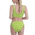 thumbnail image 5 of High Waisted Bikini Sets For Women, Cartoon Lemon Green Print Swimsuits Tummy Control, Two Pieces Bathing Suit, 5 of 8