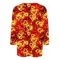 thumbnail image 4 of successthop Pink Women's Plus Size Tops with 3/4 Sleeves Valentines Womens Tops Round Neck Polyester Casual Love Heart Printed Lover Gift Blouse Tops for Valentines Gifts 2XL, 4 of 5