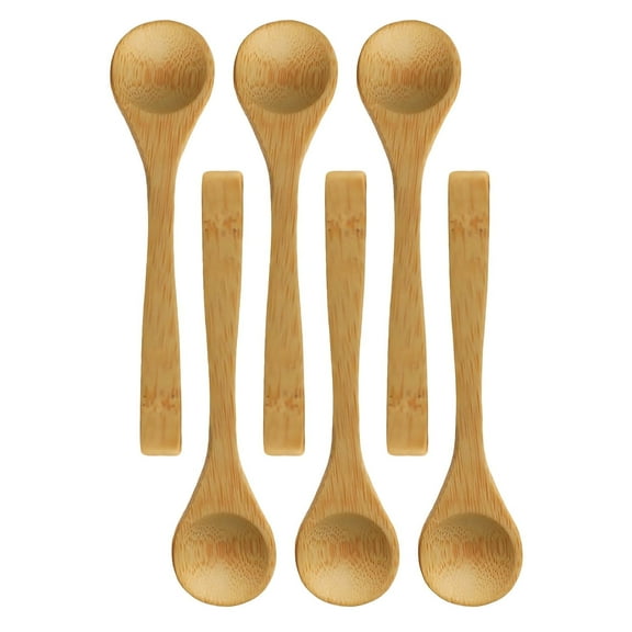 FACEGA 6Pcs Bamboo Spoon,Eco-Friendly Handcrafted Wooden Spoon,Multi-Functional Mini Spoon for Coffee,Honey,Jam