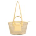 thumbnail image 2 of Bolsa de mano de paja hecho a mano para mujer Ehuebsd de hombro de cuero con cesta de gran capacidad informal para vacaciones Verano, 2 of 6