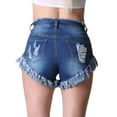 thumbnail image 3 of Red Fox Summer Sexy High Waisted Frayed Fringe Ripped Destroyed Denim Jean Shorts for Women, 3 of 7