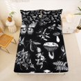thumbnail image 5 of Homewish Gothic Halloween Skull Queen Sheets,Dark Mushroom Butterfly Pattern Queen Sheet Sets,Black White,4pcs,1 Flat Sheet,1 Fitted Sheet and 2 Pillowcases, 5 of 6