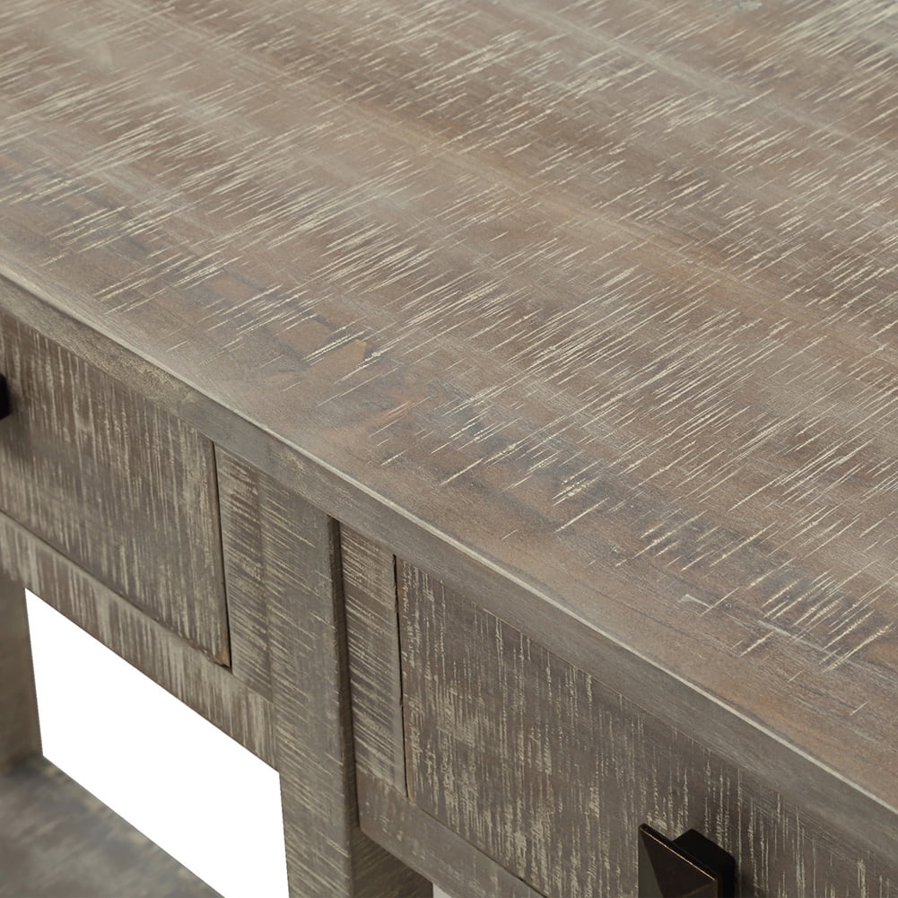 Kepooman Rustic Console Table, Brushed Texture Sofa Side Table with Drawers and Bottom Shelf, Entryway Console Cabinet for Living Room Kepooman Rustic Console Table, Brushed Texture Sofa Side Table with Drawers and Bottom Shelf, Entryway Console Cabinet for Living Room
