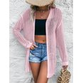 thumbnail image 2 of Women's Crochet Bell Sleeve Cropped Cardigan Button Down See Through Lightweight Sweater Knitted Top, 2 of 5