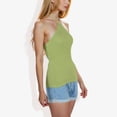 thumbnail image 2 of Women's Halter Neck Knit Tank Top with Ribbed Design and Stretchy Fit for Casual Summer Wear- Medium, Green, 2 of 5
