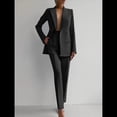thumbnail image 2 of Conjuntos de Dos Piezas para Mujer: Blazer Cruzado y Pantalón Recto de Trabajo, Trajes de Negocios Elegantes e Informales Negro XXL, 2 of 3