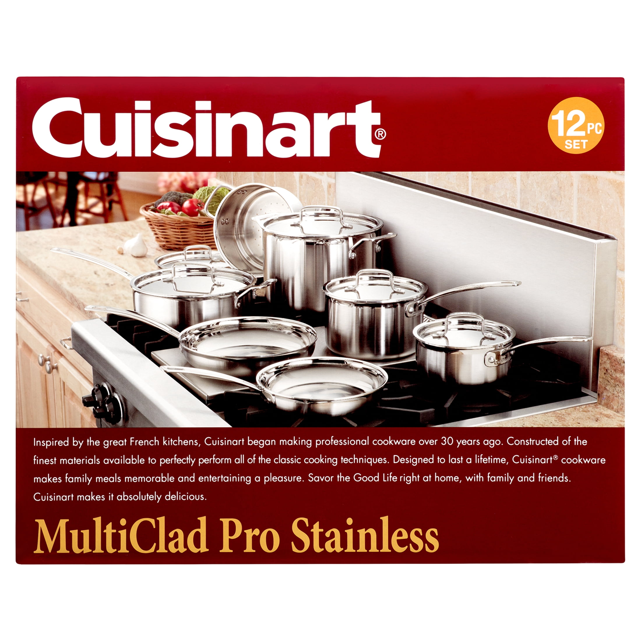 Cuisinart 12 Piece Cookware Set, MultiClad Pro Triple Ply, Silver, MCP-12N  and 733-30H 5.5-Quart Chef's-Classic-Stainless-Cookware-Collection, Sauté