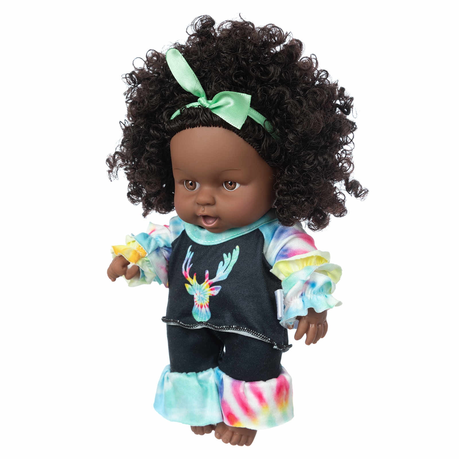 Sehao Cute Curly Black African Black Baby Doll Mini Kuwait
