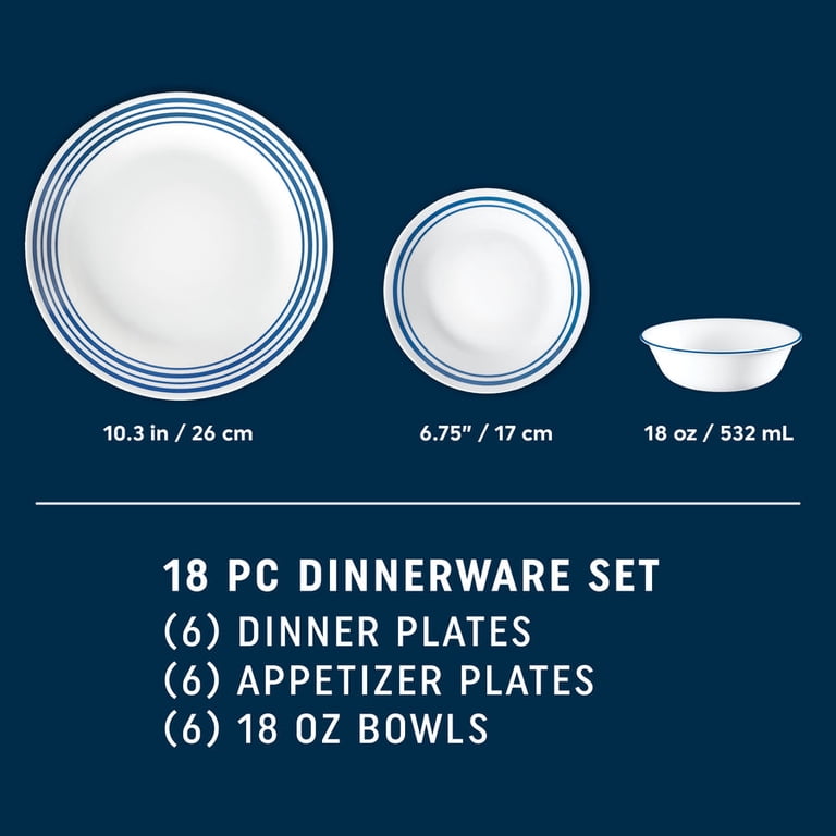 Corelle, Dinnerware Set, 18-Piece Laila for 6, Service for 6