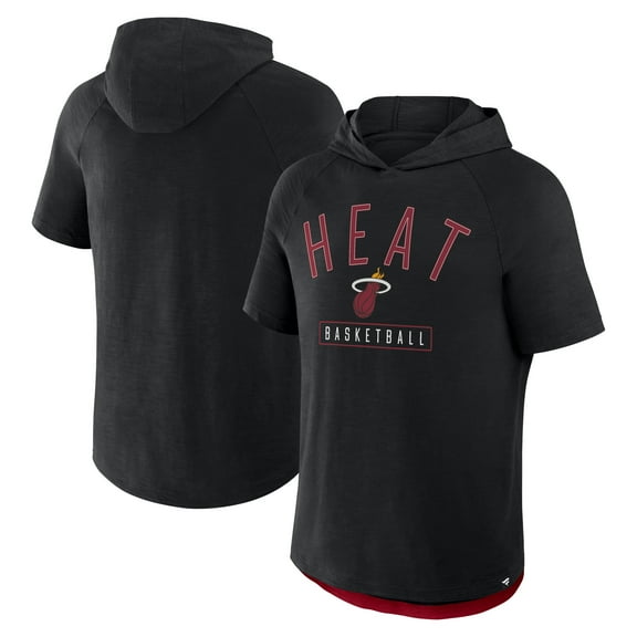 Men's Fanatics Black Miami Heat Pass Legend Raglan Hoodie T-Shirt