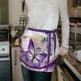 thumbnail image 6 of WIRESTER Unisex Fashionable 3-pocket Half Waist Apron Chef Catering Cooking Baking Kitchen Adjustable 2 Long Strings - 2 Tone Purple Butterfly, 6 of 6