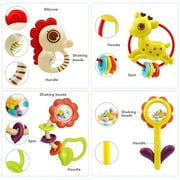 MOONTOY 12pcs Baby Rattles for Babies 0-6 Months Teething Toys 3-6 Months Newborn Infant Teethers Baby Toys 6-12 Months, Montessori Baby Easter Basket Stuffers Gifts 1 2 3 4 5 6 7 9 10 Month Boy Girl