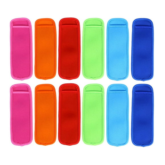 12 piezas de tela de neopreno, soporte para paletas de hielo, anticongelante, reutilizable, fundas protectoras para hielo, bolsas (color aleatorio)
