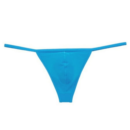 

WGOUP Open Back Mens Underpants Low Waist Briefs G-string Thong Underwear Water blue(Buy 2 Get 1 Free)