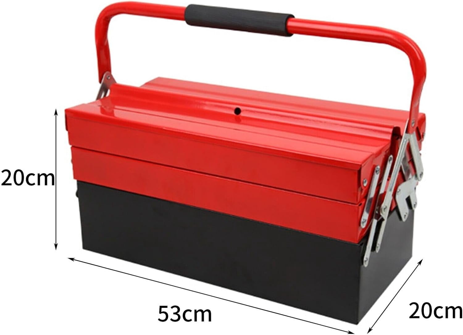 Large Metal Tool Box Heavy Duty Cantilever 3 Tier Portable Traditional Style Tool Case Organiser For Builders Handy Men