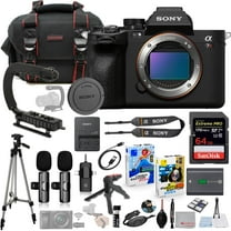 Sony a7R V Mirrorless Camera Body Only Bundle   Wireless Microphone System   Accessory Package Including 64GB Extreme Memory, U-Grip, Case, Tripod, Software and More (28 Items)
