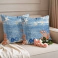 thumbnail image 2 of Orange Navy Blue Coral Outdoor Waterproof Pillow Covers, Summer Beach Coastal Ocean Ombre Decorative Square Throw Pillowcase Sofa Cushion Sham for Patio/Couch/Chair, 24"x24" 2 Pack, 2 of 8