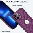 thumbnail image 6 of Logo View Design Compatible with iPhone 12 Pro Max Phone Case Luxury Diamond Plaid PU Leather Vintage Slim Non-Slip Soft Grip Shockproof Anti-fall Heavy Duty Protective Case Cover,Deeppurple, 6 of 7