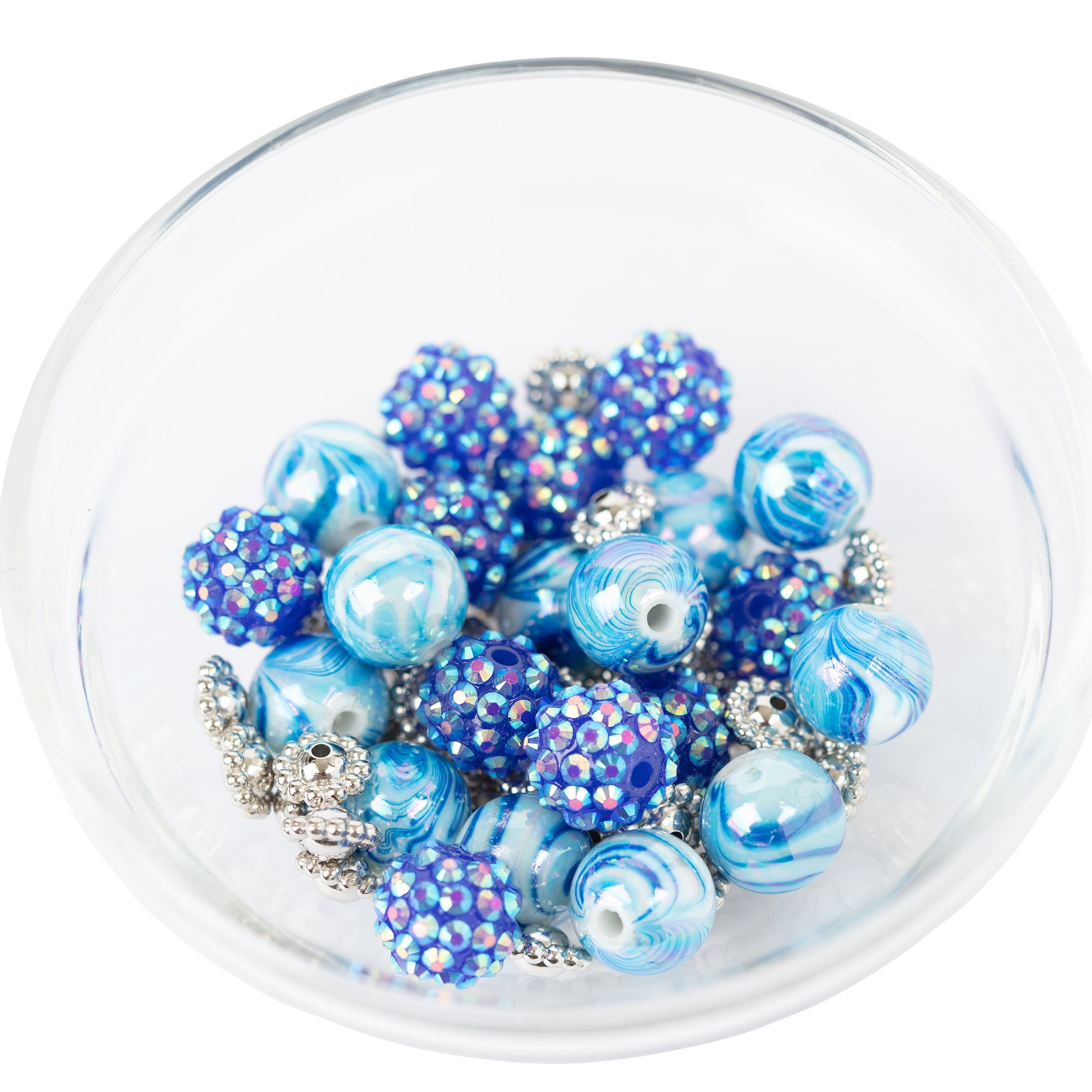 (2 pack) Cousin DIY Acrylic Shambala Bead Strand, Blue AB/White, 17 in, 54 Piece, Unisex, Adult, AJM63518529