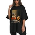 thumbnail image 4 of Plus Size Shirt for Women Black Tops for Women Oversized Short Sleeves Shirt for Women Red-Browed Bird 19 T Shirt Crewneck Shirt for Women L, 4 of 5