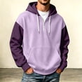 thumbnail image 2 of Rhuody Mens Hoodies O Neck Color Match Long Sleeve Sweatshirts Pullover Sweatshirt With Pocket 3Xl Purple, 2 of 4