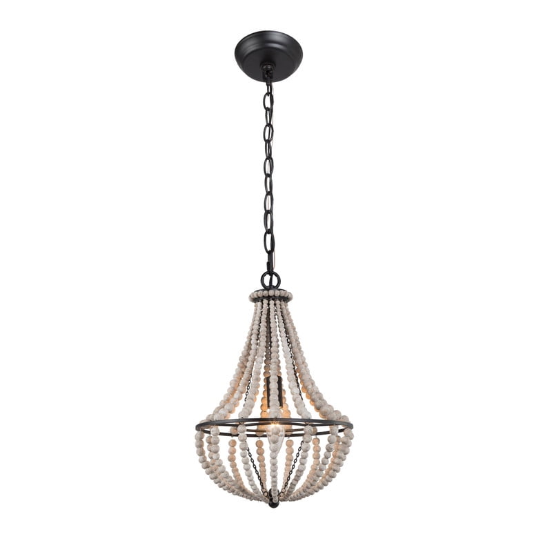 LNC Farmhouse Beaded Pendant Light with Black Metal Frame, Adjustable Hanging Fixture