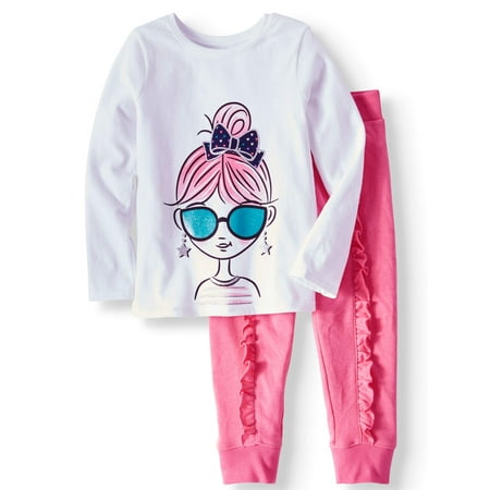 ONLINE - Long Sleeve T-Shirt & Jogger Pants, 2pc Outfit Set (Toddler Girls) - Walmart.com