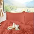 thumbnail image 3 of Clara Clark, RV/Short Size, Bed Sheets Set, Luxury Bedding Sheets Set, 4-Piece Bed Set, Deep Pockets Fitted Sheet 100% Soft Microfiber, Hypoallergenic Cool & Breathable, Orange, 3 of 6