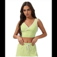 thumbnail image 1 of Top Deportivo Corto para Mujer, Cuello en V, Sin Mangas, con Relleno, para Entrenamiento, Yoga, Color Verde Matcha, Talla L, 1 of 8