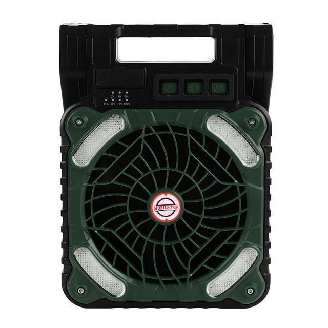 Ventilador Solar, 5200mah Tipo C Carga Motor Sin Escobillas Ajustables de 4 Velocidadas 4,5 m/s temporizador LED DE BAJO RUIDO VENTILOR SOLAR PARA ACAMPAR PARA PESCAR