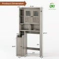 thumbnail image 2 of Over The Toilet Storage Cabinet with 3 Doors, Farmhouse Space Saver for Bathroom Organizer with Paper Holder, 10 Shelves and Hooks, 7-Tier Over Washing Machine Cabinet for Laundry, Bathroom, Grey, 2 of 9