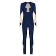 thumbnail image 4 of Zaldita Women's Full Body Long Sleeve Rhinestone Unitard One Piece Skating Dance Gymnastics Bodysuit Navy Blue XXL, 4 of 7