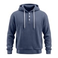 thumbnail image 5 of Men's Hoodies Pullover Waffle Knit Button Hooded Sweatshirts Drawstring Loose Fit Athletic Workout Plain Shirts, 5 of 5