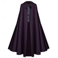 thumbnail image 2 of YOIAVAIOY Renaissance Medieval Gothic Halloween Cloaks for Men Hooded Full Length Front Tie Cape Costume Party Outerwear Purple S, 2 of 6