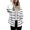 White, variant on Women's Fashionable Casual Zippered Hooded Striped Printed Drawstring Furry Sweatshirt Jacket, Classic Stripes Pattern,Black,L