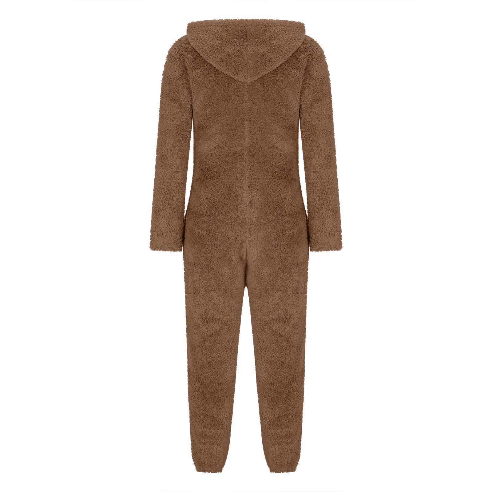 Frostluinai Womens Fleece Onesies Pajamas Jumpsuit Warm Sherpa Romper Sleepwear One Piece Zipper Hooded Playsuit Loungewear with Pocket