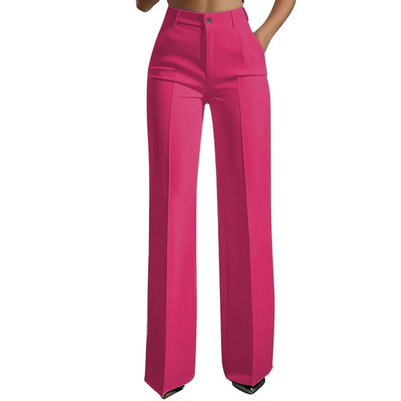 Kezqiaxn Dress Pants Women Summer High Waisted Straight Leg Business Work Trousers with Pockets Plus Size Fashion