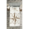 thumbnail image 3 of Ambesonne Compass Quilted Bedspread Set 2 Pcs, Faded Windrose Sailing, Twin Size, White Brown, 3 of 3