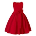 thumbnail image 5 of Toddler Girl Dress Red Kids Sleeveless Ruffle Bow Dresses for Girls Summer Outfits Beach for Girls 4T Party Event, 5 of 8