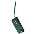 thumbnail image 7 of for iPhone 13 Mini Case, Card Holder Wallet Case, Ring Holder Stand, Wrist Hand Strap, PU Leather Anti-Scratch Shockproof Protective Flip Phone Cover for iPhone 13 Mini Case, Green, 7 of 7