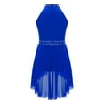 thumbnail image 4 of Aiihoo Girls Shiny Lyrical Dance Dress Sleeveless Halter Neck Leotard Wrap Skirt Modern Jazz Ballet Dress Royal Blue 14, 4 of 7