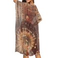 thumbnail image 4 of HELLHERO Tie Dye Pattern Long Kimono Swimsuit Cover Up Half Sleeve Polyester Quick Dry Bathing Suit Cover Up, 4 of 6